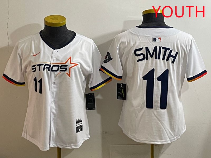Youth Houston Astros #11 Smith White three generations Joint Name Nike 2025 MLB Jersey style 4